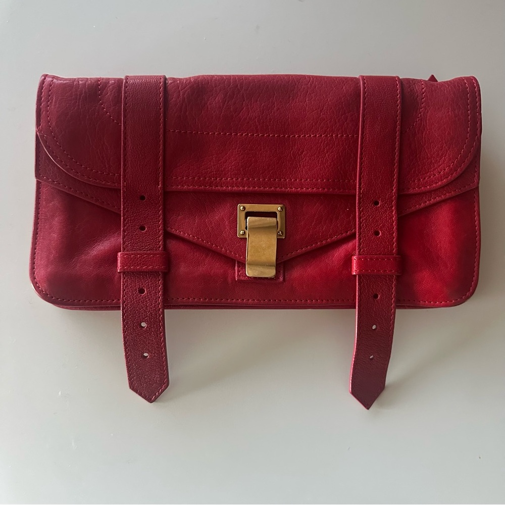 Proenza Schouler PS1 Clutch Red Leather Women's Bag